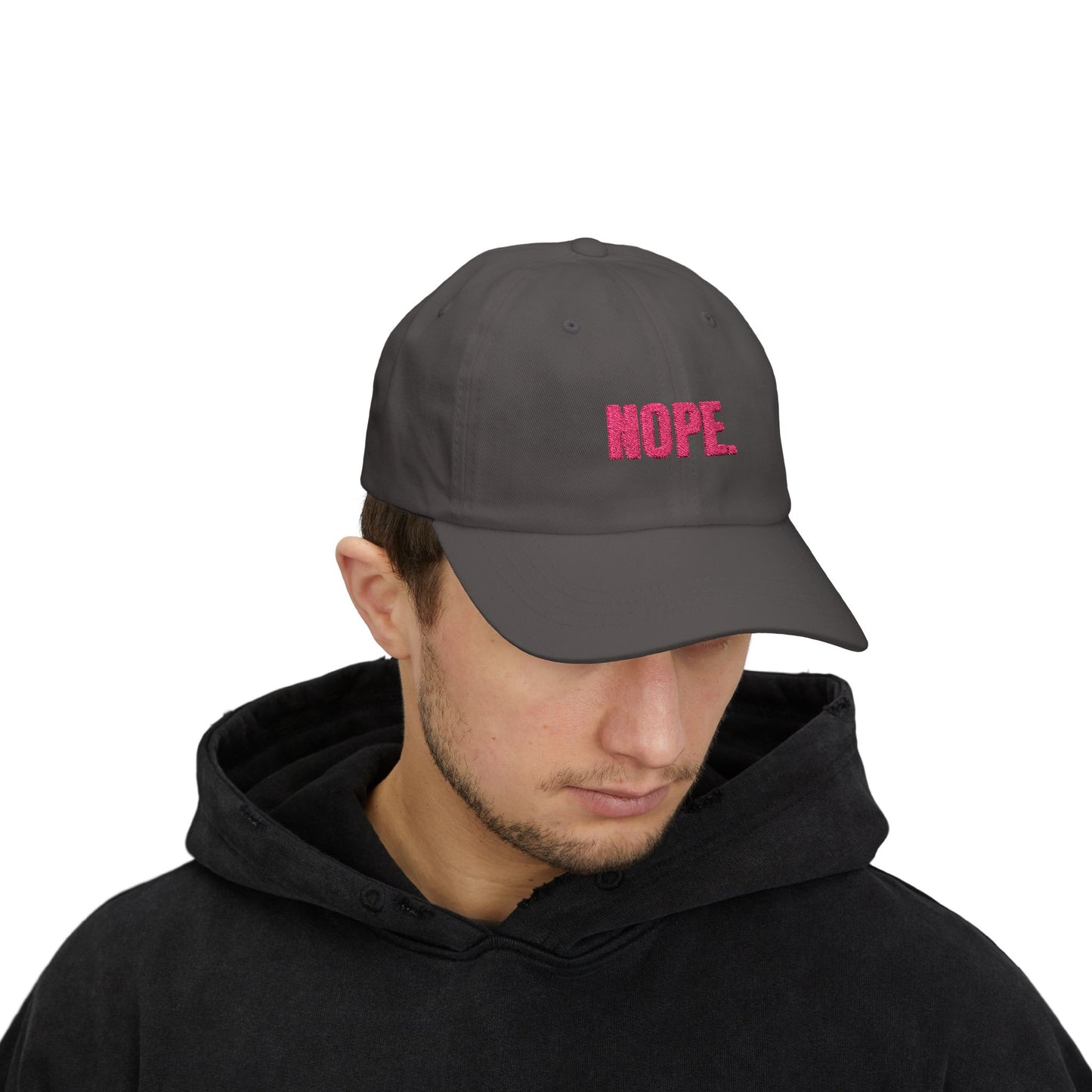 NOPE Cap- Sarcastic Embroidered Baseball Cap, Funny Low-Key Mood Hat, Sassy Gift for Introverts and Burnt-Out Baddies