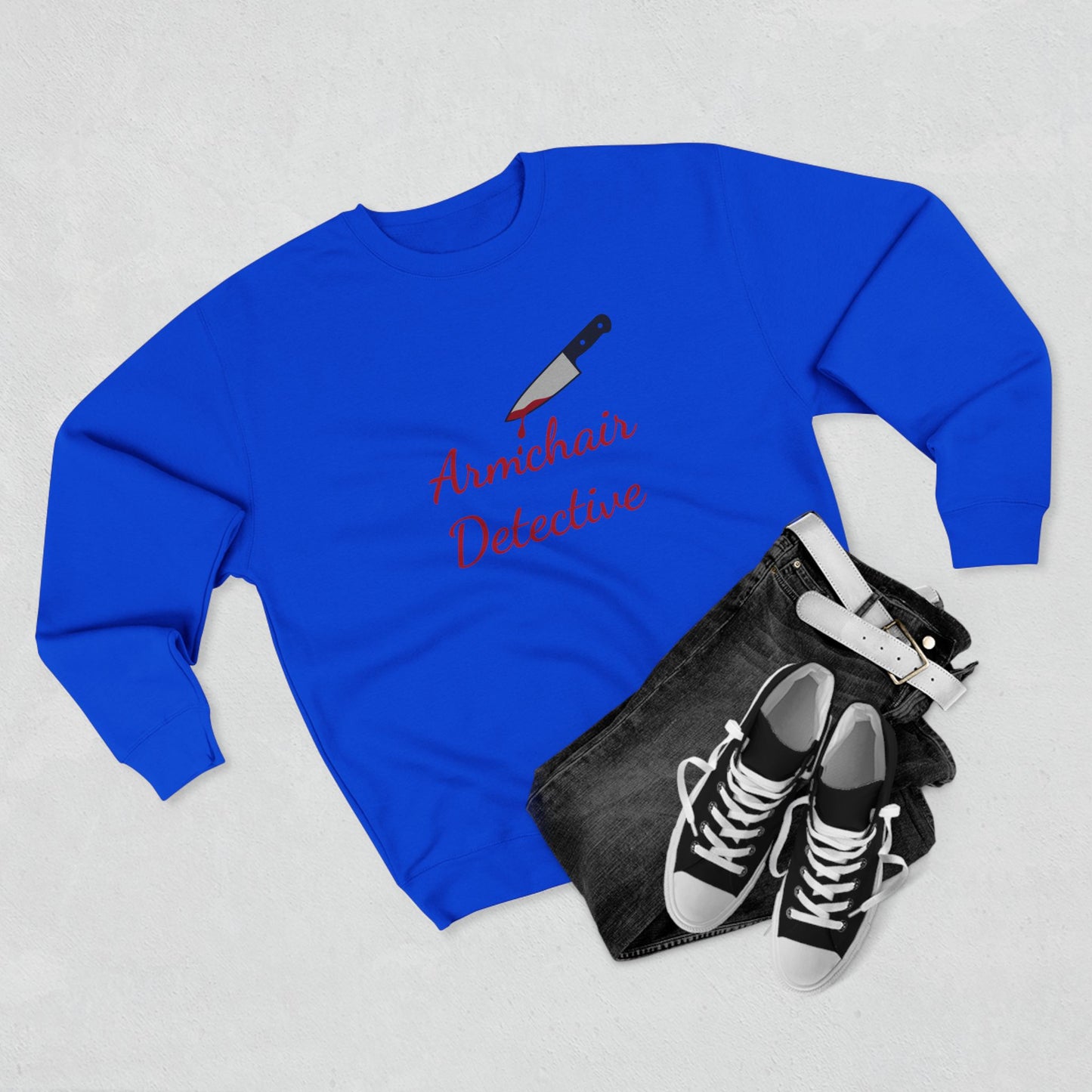 Armchair Detective Sweatshirt- Funny True Crime Crewneck, Cozy Gift for Crime Junkies and Murder Show Addicts