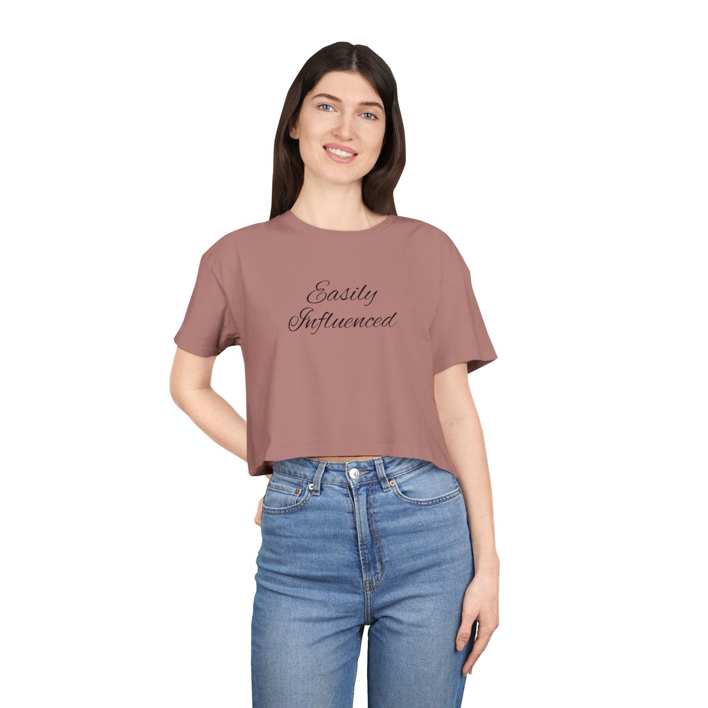 Easily Influenced Crop Tee- Funny Millennial, Gen Z Crop Top, Sarcastic Shirt for Impulse Shoppers, Social Media Addict Gift