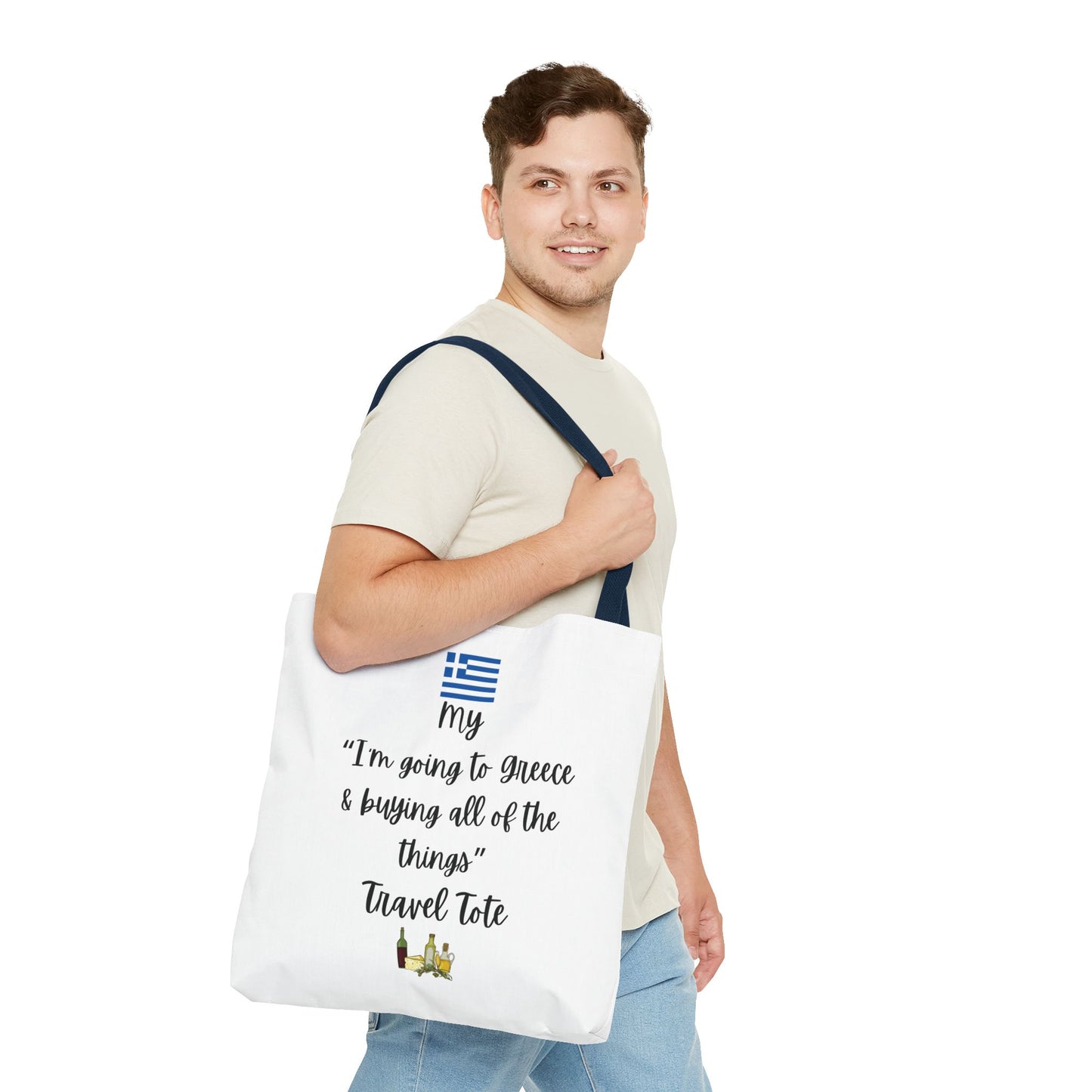 Travel Tote Bag – "My I'm Going to Greece & Buying All of The Things" – Perfect for Flight Crews, Vacation, Beach, Shopping, Gift for Travelers, Adventure