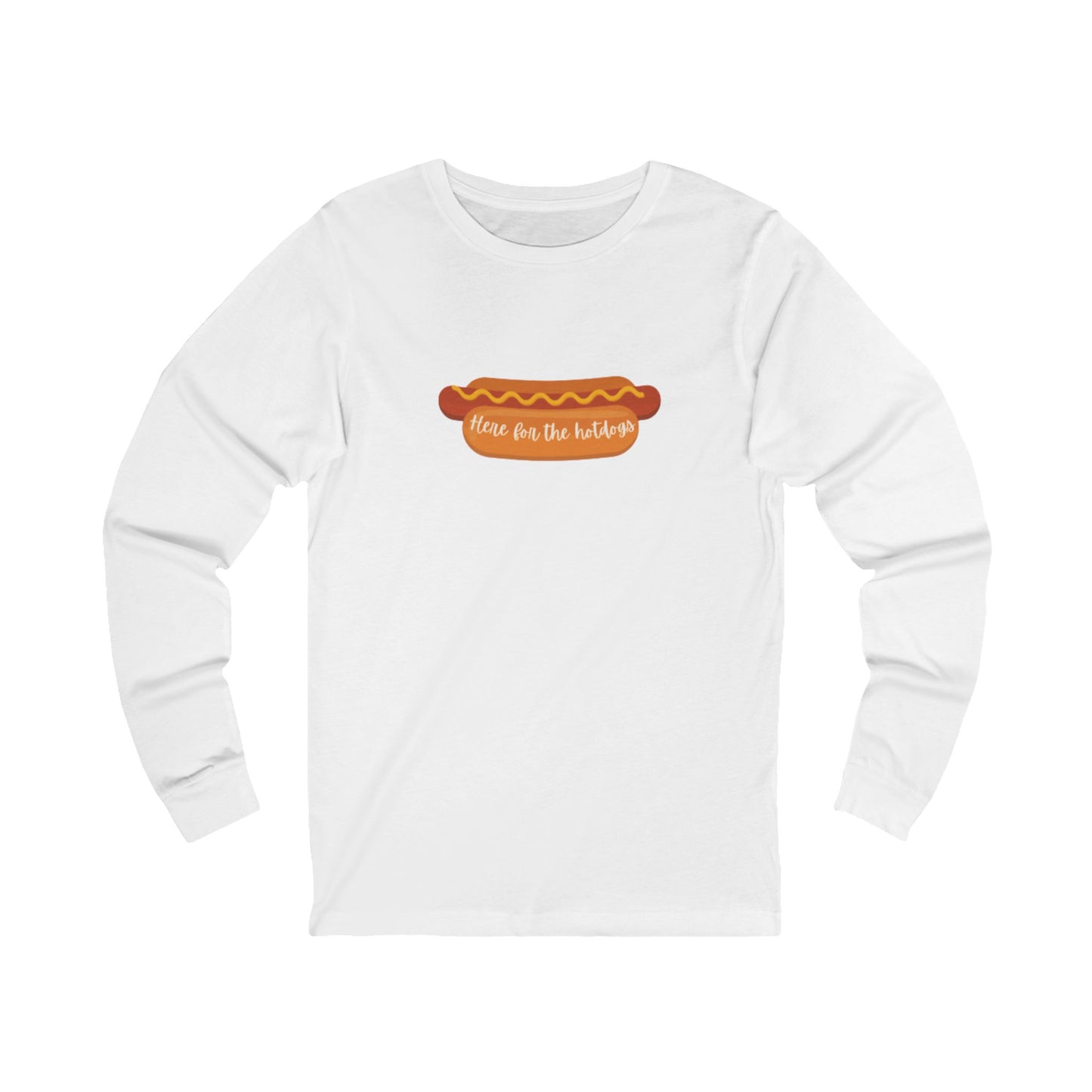 Hot Dog Themed Long Sleeve Tee, Fun Food Tee, Foodie Gift, BBQ Attire, Summer Casual Wear, Food Lover Shirt