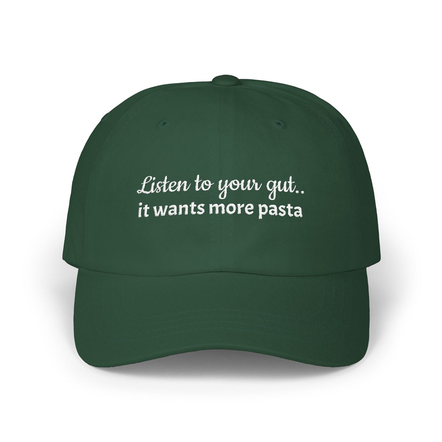 Pasta Lover Cap : Listen to Your Gut- Funny Gift for Foodies, Casual Fashion, Unique Cap for Men and Women