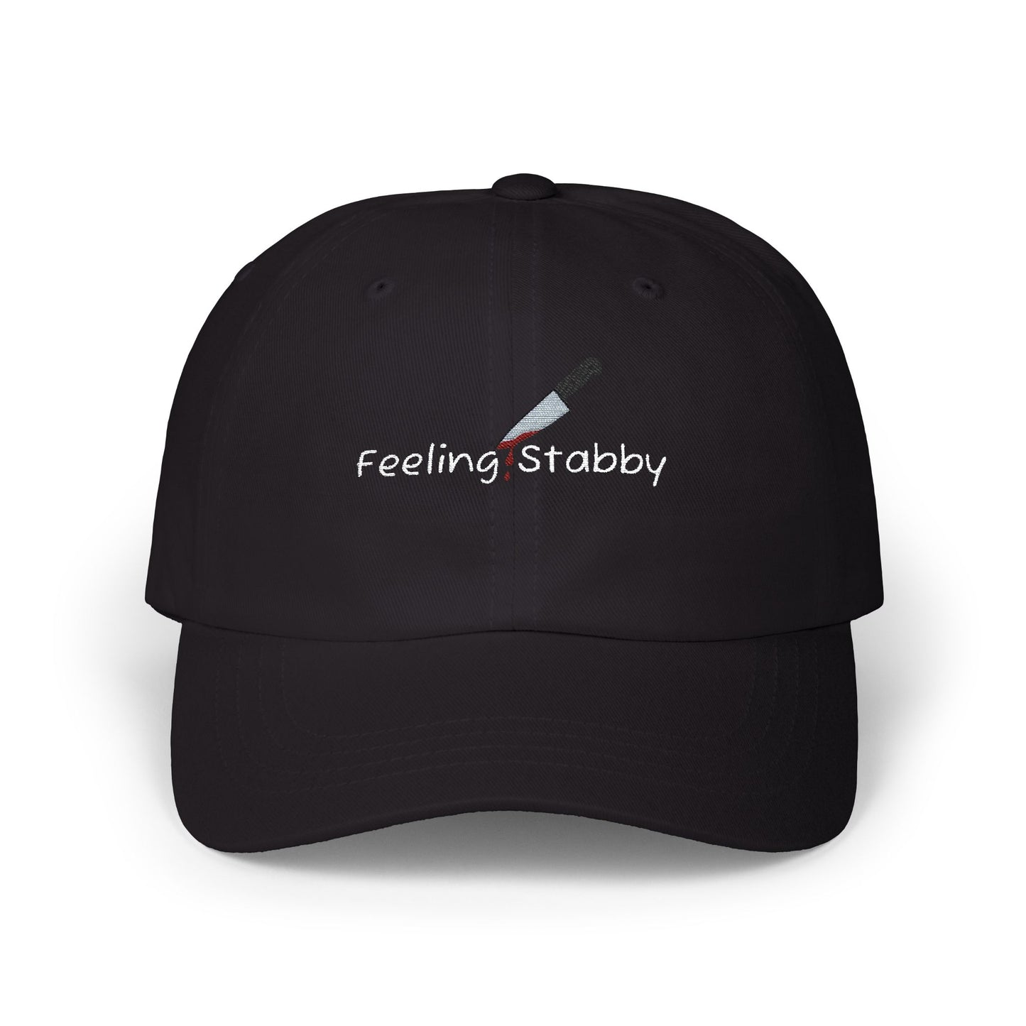 Feeling Stabby Cap- Funny Embroidered Cap for True Crime Fans, Dark Humor Gift, Sarcastic Mood Hat for Murder Show Addicts