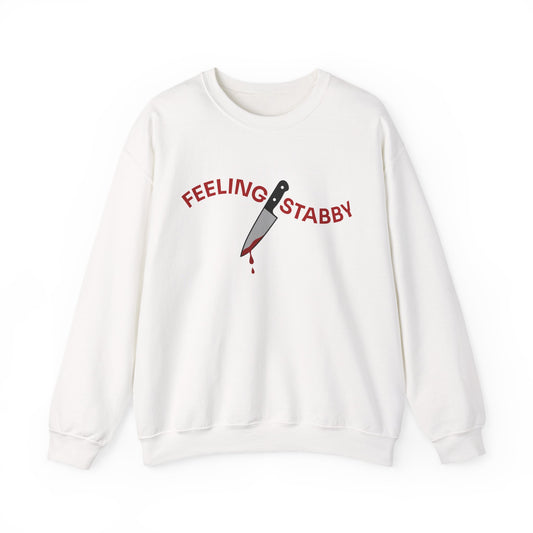 Feeling Stabby Crewneck Sweatshirt-Funny Murder Podcast Gift, Forensics Obsession Cover, Crime Junkie Aesthetic Sweatshirt