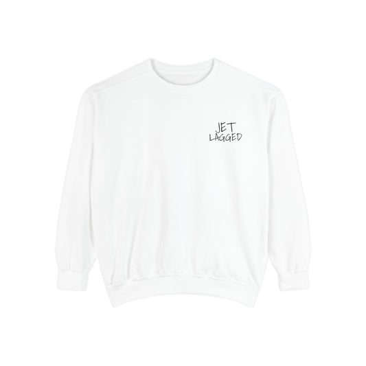 Jet Lagged Unisex Garment-Dyed Sweatshirt - Let Laughter Live, Cozy Sweater for Casual Days, Gift for Friends, Perfect for Fall & Winter