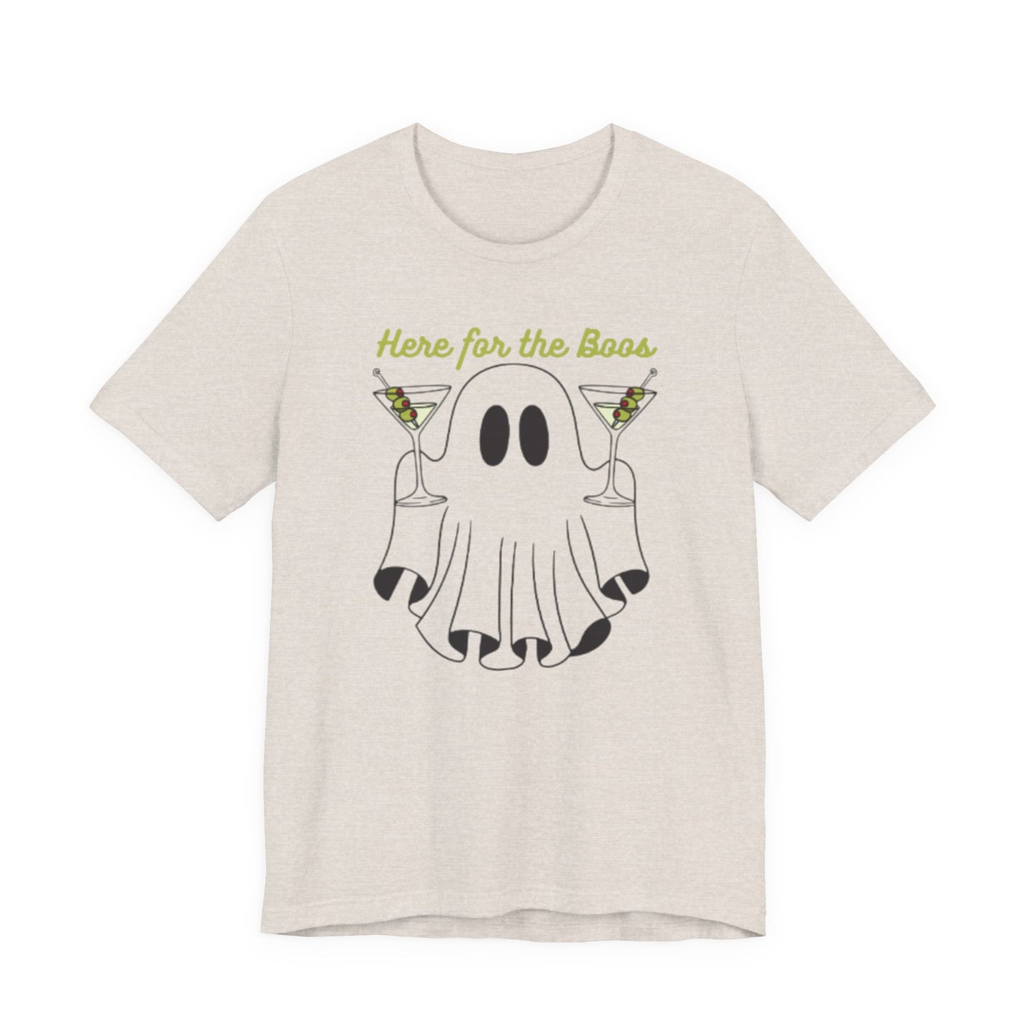 Here for the Boos Ghost Tee, Funny Halloween Shirt, Casual Unisex T-Shirt, Spooky Party Wear, Ghost Lover Gift