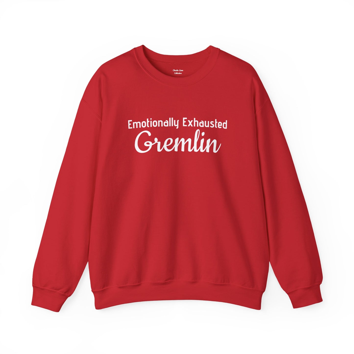Emotionally Exhausted Gremlin Sweatshirt, Unisex Crewneck, Cozy Gift, Casual Wear, Fun Design, Halloween Fashion, Gift for Friends