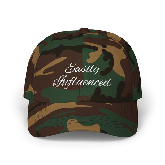 Easily Influenced Cap- Funny Embroidered Cap, Sarcastic Aesthetic for Impulse Shoppers, Social Media Girl Gift