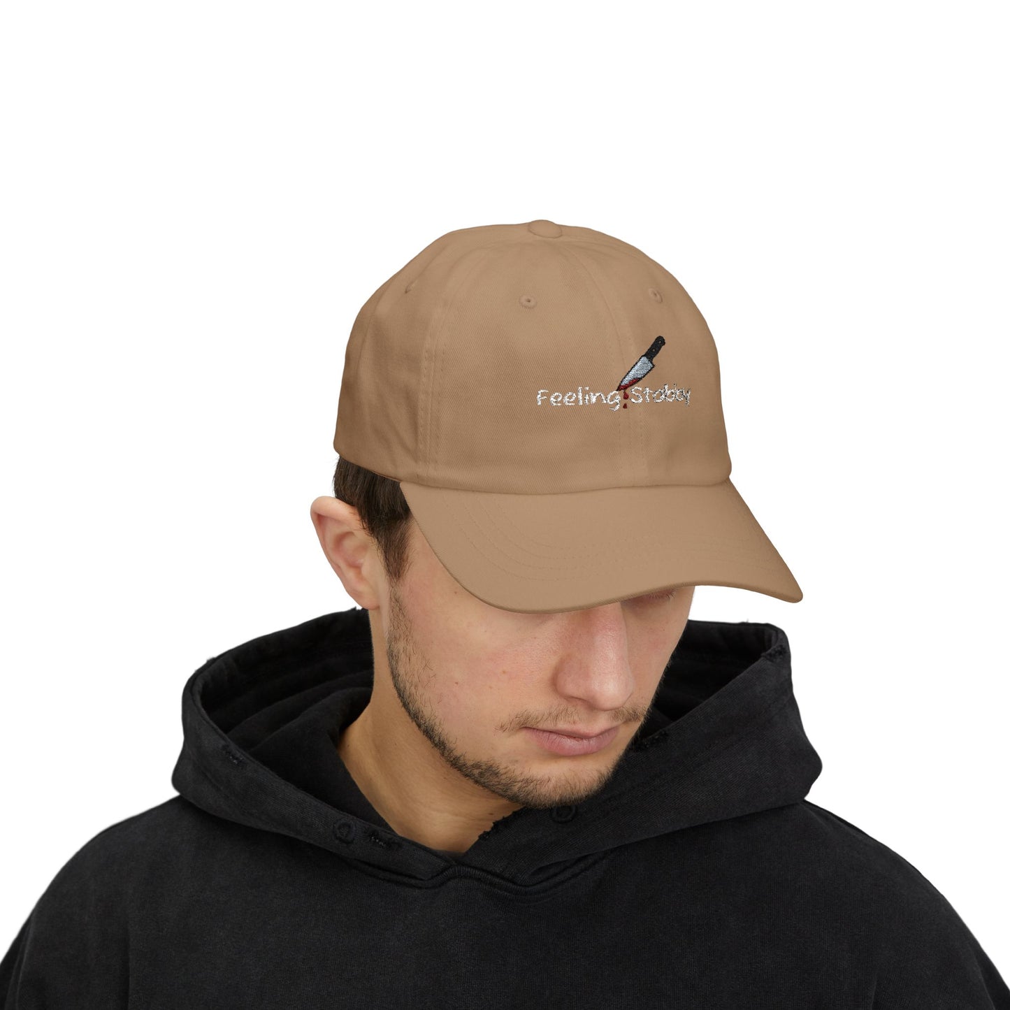 Feeling Stabby Cap- Funny Embroidered Cap for True Crime Fans, Dark Humor Gift, Sarcastic Mood Hat for Murder Show Addicts