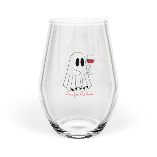 Here for the Boos Stemless Wine Glass, Halloween Decor, Funny Gift, Party Essentials, Unique Glassware