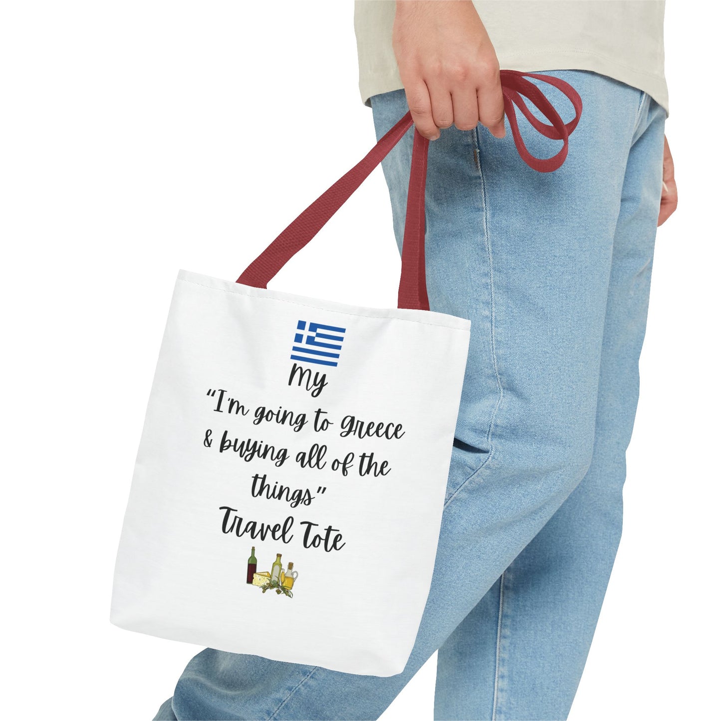 Travel Tote Bag – "My I'm Going to Greece & Buying All of The Things" – Perfect for Flight Crews, Vacation, Beach, Shopping, Gift for Travelers, Adventure