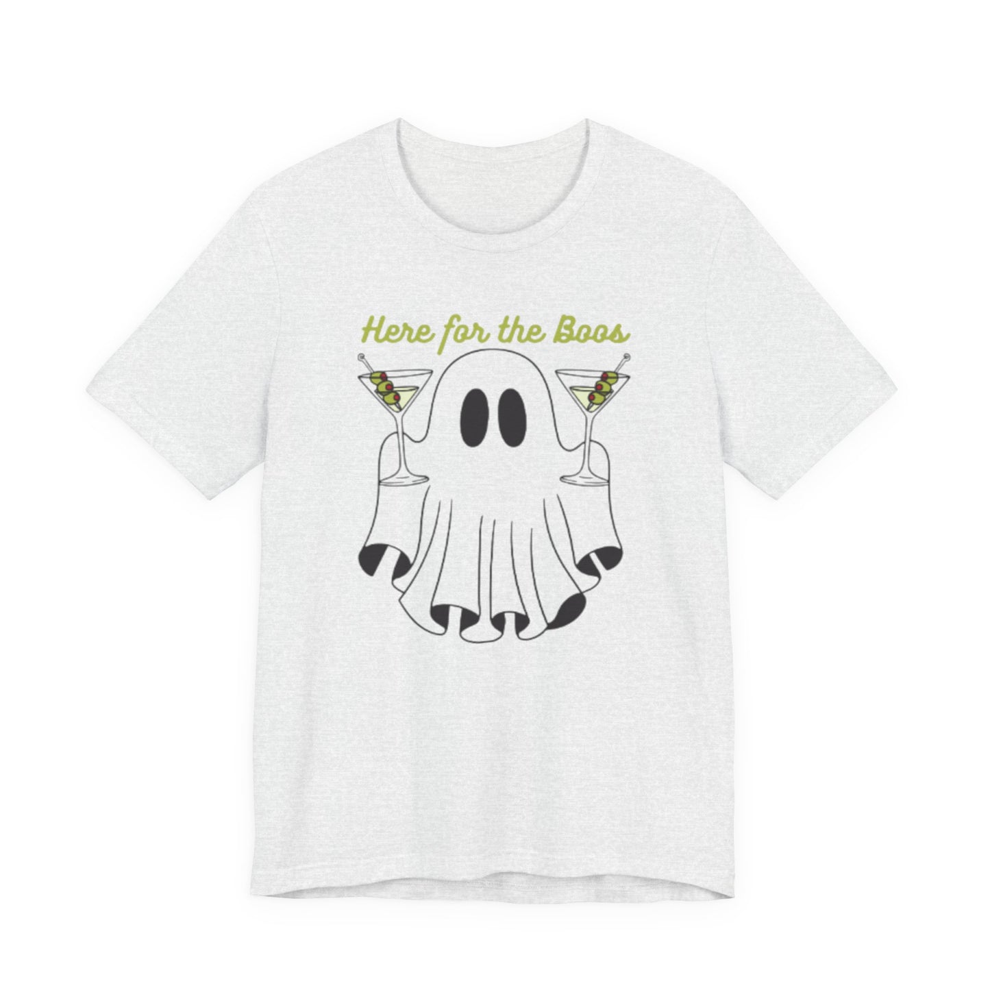 Here for the Boos Ghost Tee, Funny Halloween Shirt, Casual Unisex T-Shirt, Spooky Party Wear, Ghost Lover Gift