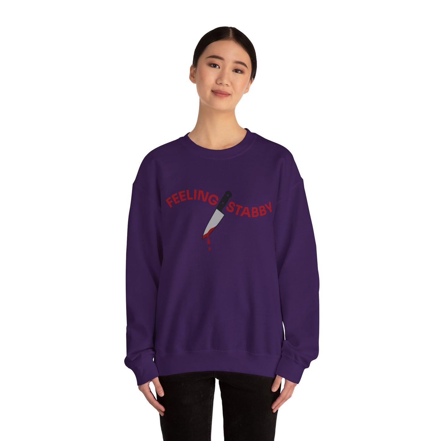 Feeling Stabby Crewneck Sweatshirt-Funny Murder Podcast Gift, Forensics Obsession Cover, Crime Junkie Aesthetic Sweatshirt