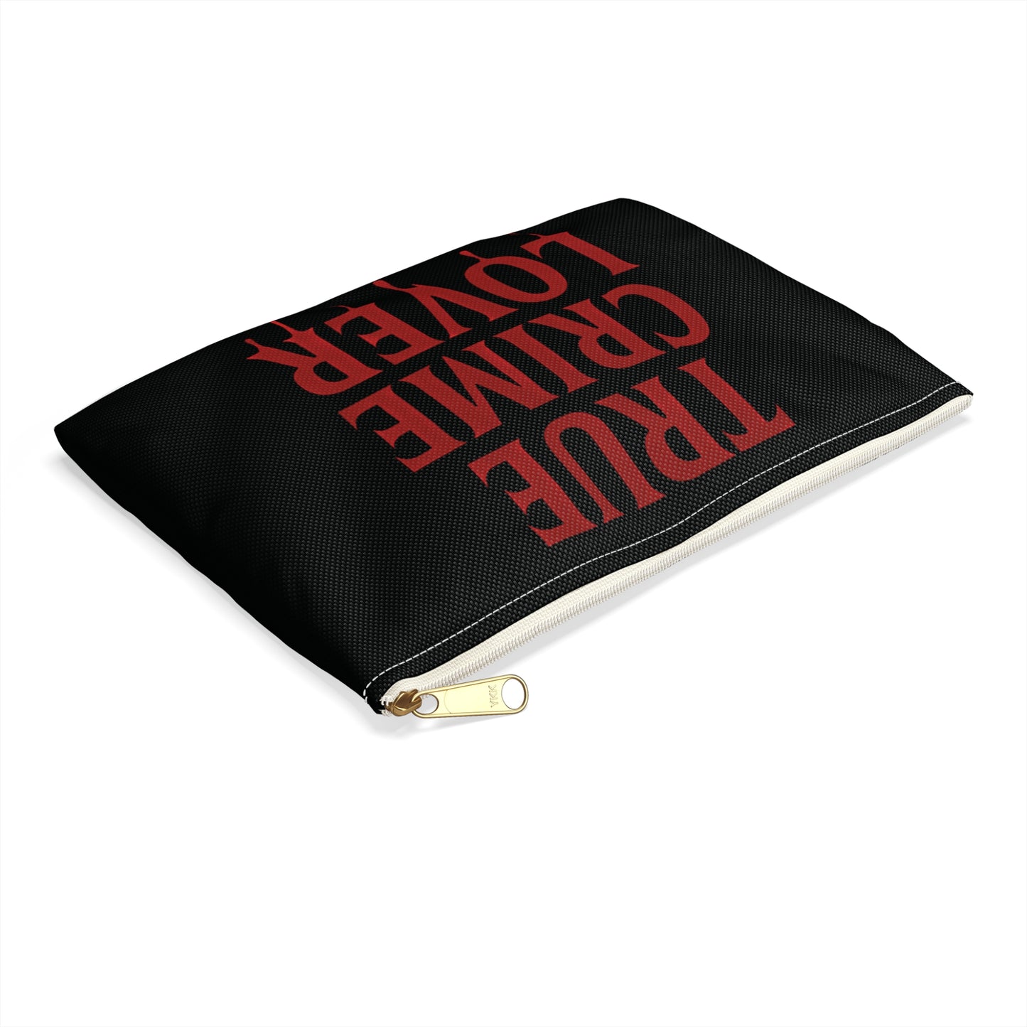 True Crime Lover Accessory Pouch- Funny Zipper Bag for Murder Show Fans, Dark Humor Makeup Bag, Crime Junkie Gift
