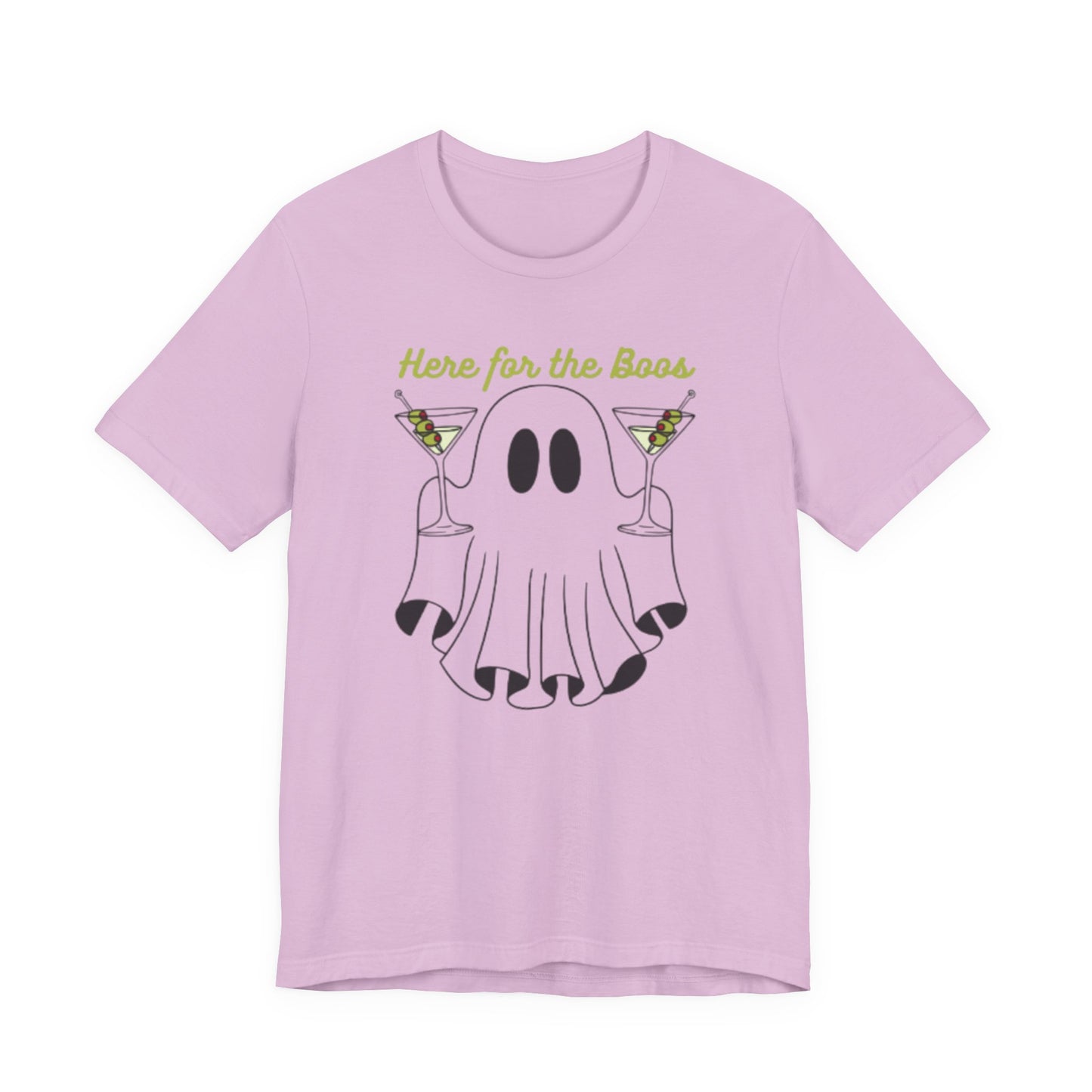 Here for the Boos Ghost Tee, Funny Halloween Shirt, Casual Unisex T-Shirt, Spooky Party Wear, Ghost Lover Gift