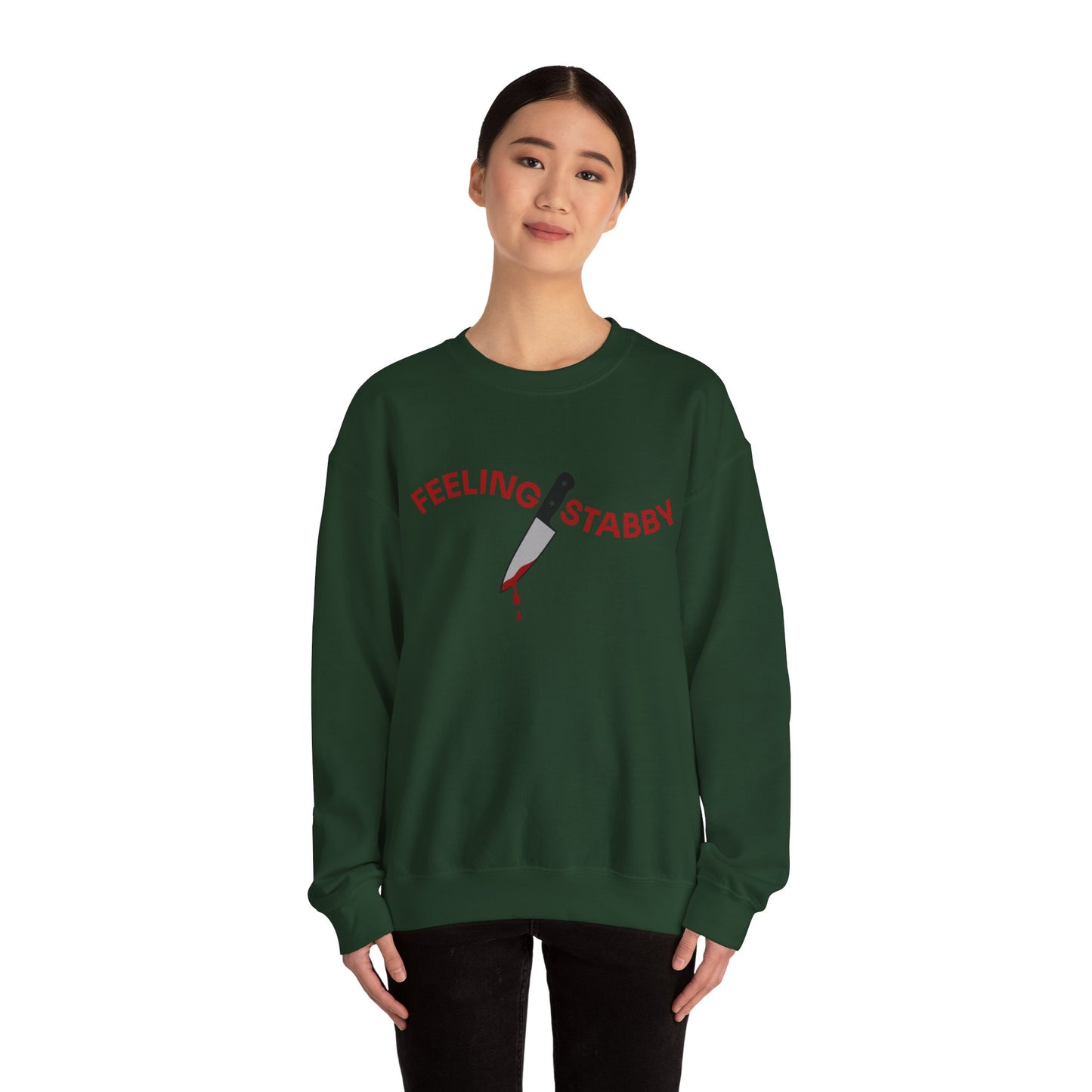 Feeling Stabby Crewneck Sweatshirt-Funny Murder Podcast Gift, Forensics Obsession Cover, Crime Junkie Aesthetic Sweatshirt