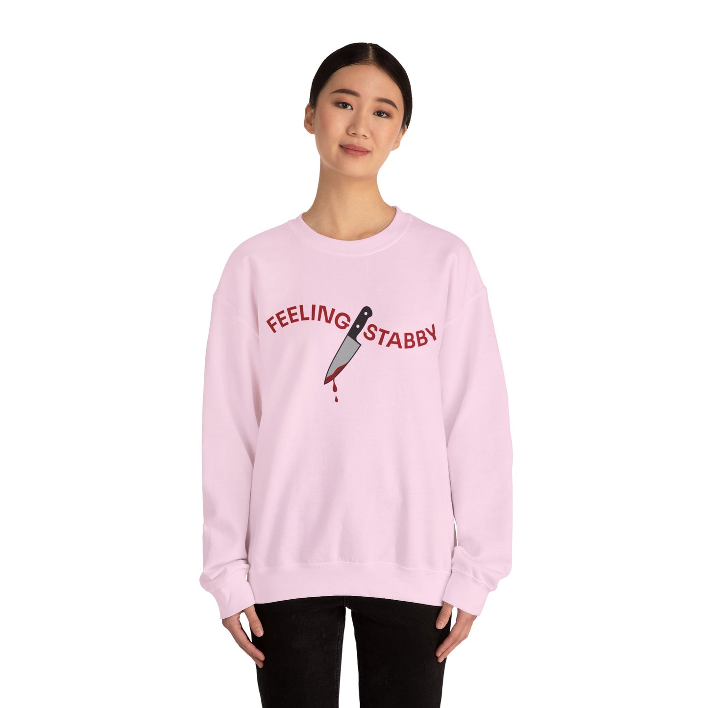 Feeling Stabby Crewneck Sweatshirt-Funny Murder Podcast Gift, Forensics Obsession Cover, Crime Junkie Aesthetic Sweatshirt