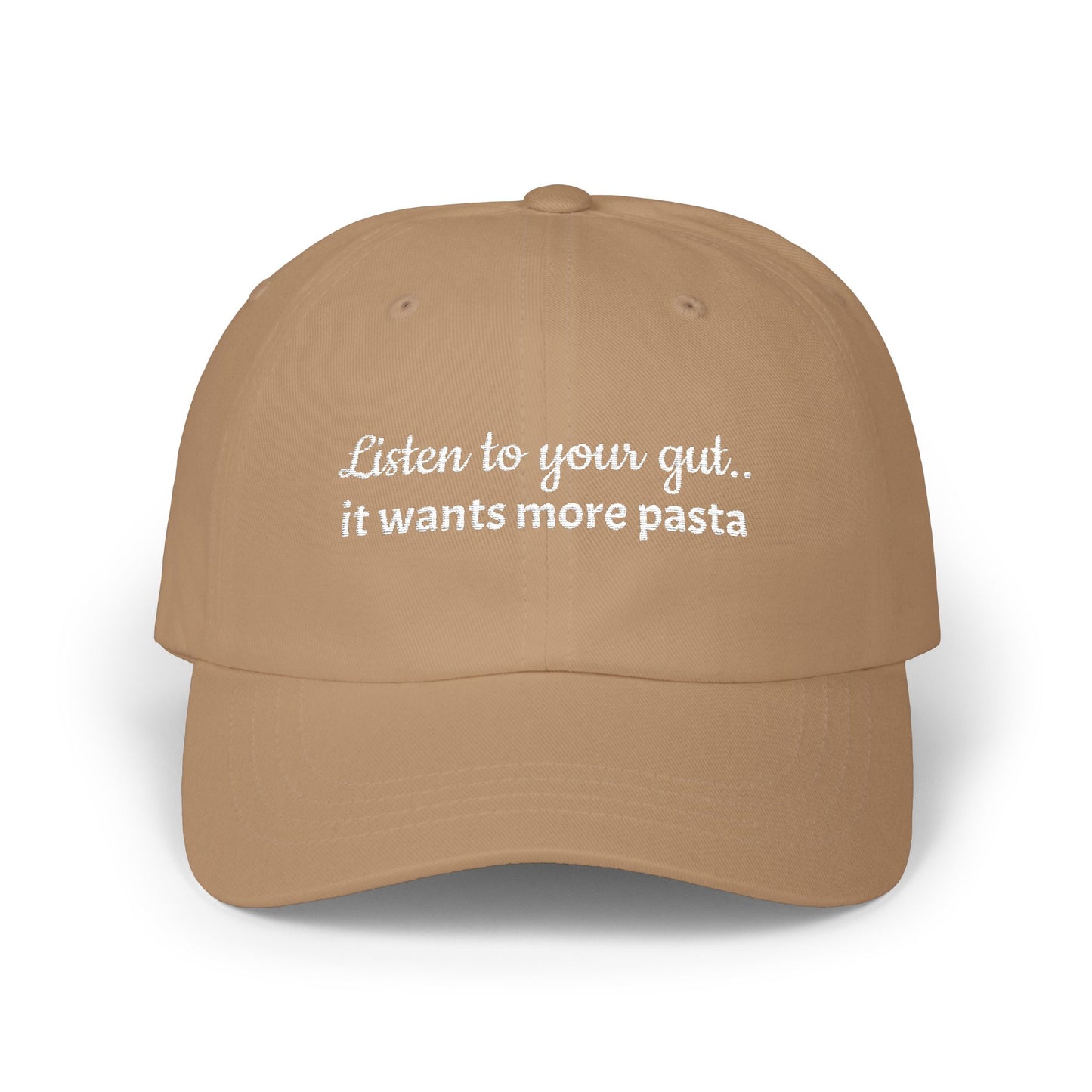 Pasta Lover Cap : Listen to Your Gut- Funny Gift for Foodies, Casual Fashion, Unique Cap for Men and Women
