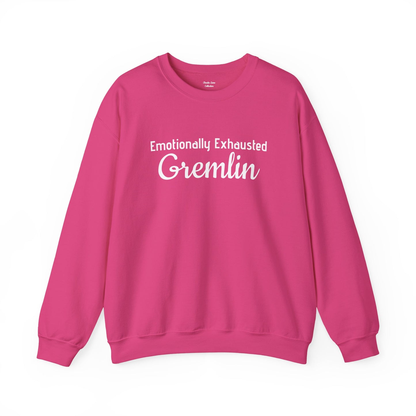 Emotionally Exhausted Gremlin Sweatshirt, Unisex Crewneck, Cozy Gift, Casual Wear, Fun Design, Halloween Fashion, Gift for Friends