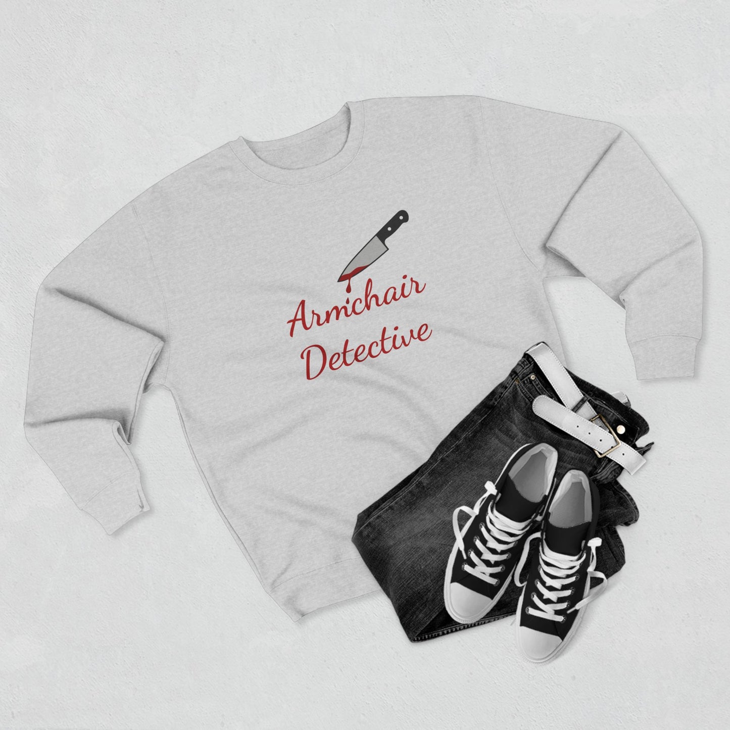 Armchair Detective Sweatshirt- Funny True Crime Crewneck, Cozy Gift for Crime Junkies and Murder Show Addicts
