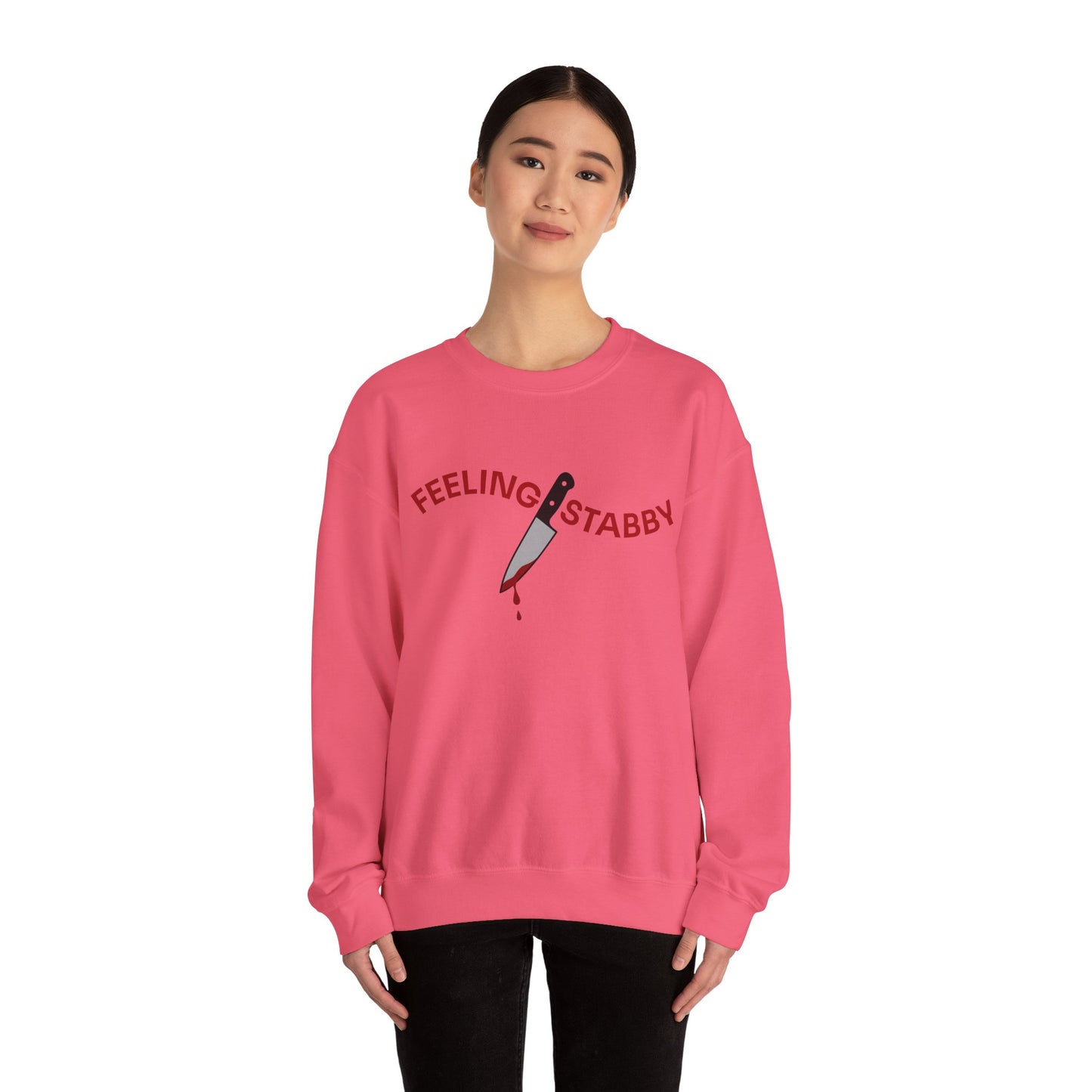 Feeling Stabby Crewneck Sweatshirt-Funny Murder Podcast Gift, Forensics Obsession Cover, Crime Junkie Aesthetic Sweatshirt