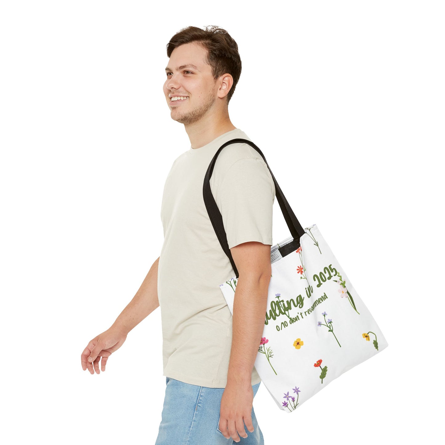 Floral Adulting Tote Bag, Funny Tote for Adults, Gift for Graduates, & People Who Hate Adulting, Everyday Carryall, Eco-Friendly Bag