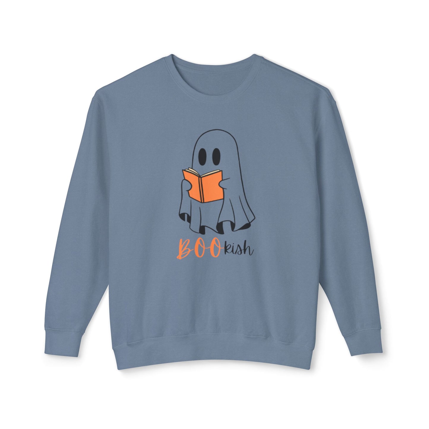 BOOkish Ghost Crewneck Sweatshirt | Lightweight Sweatshirt for Book Lovers | Halloween Apparel, Cozy Sweater, Fall Fashion, Gift Idea