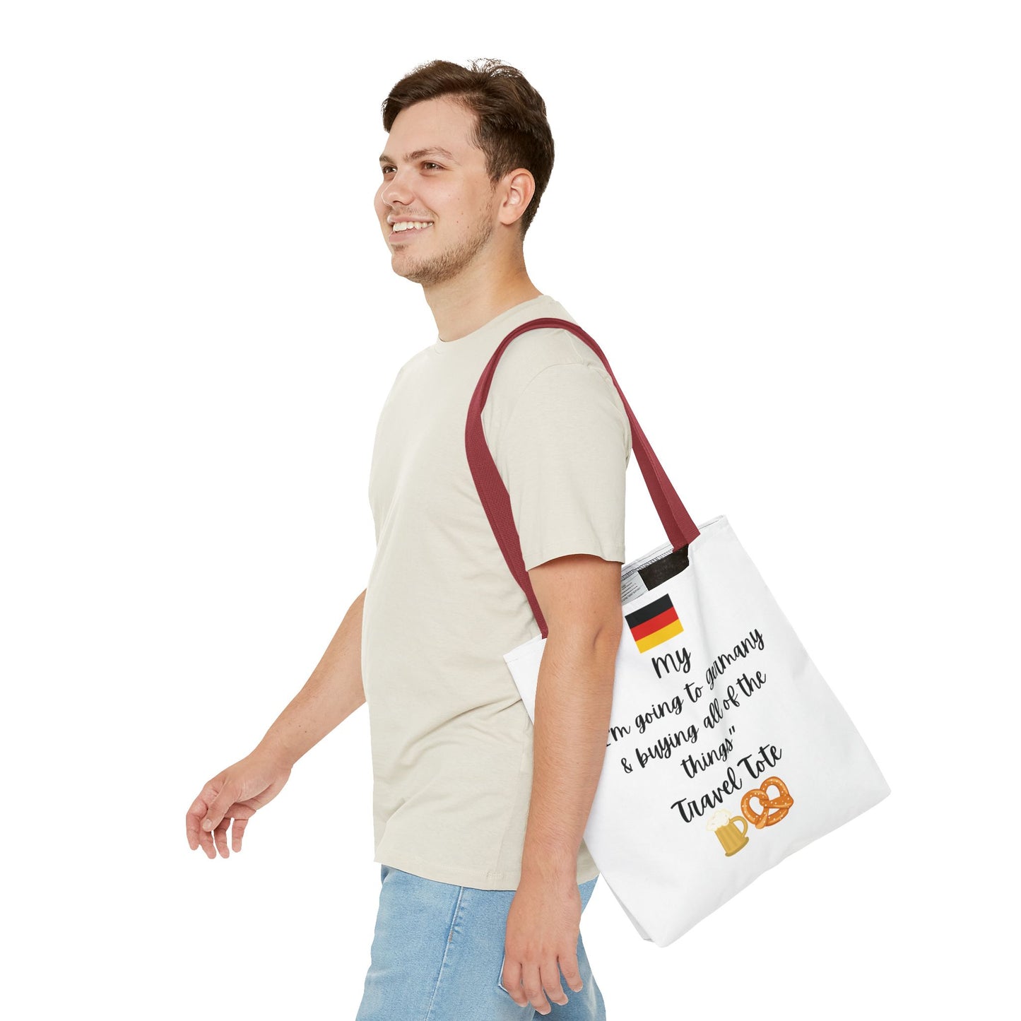 Travel Tote Bag – "My I'm Going to Germany & Buying All of The Things" – Perfect for Flight Crews, Vacation, Beach, Shopping, Gift for Travelers, Adventure