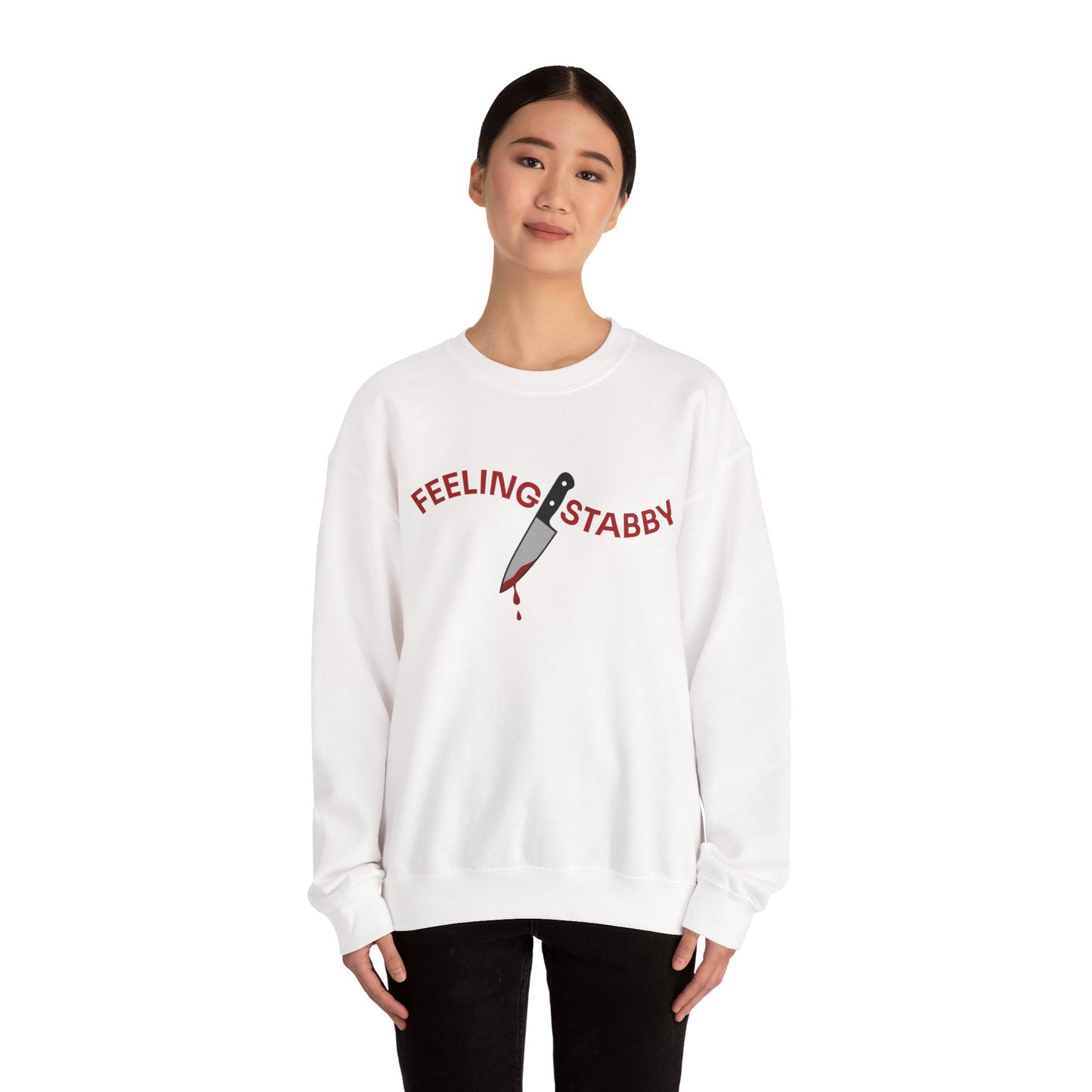 Feeling Stabby Crewneck Sweatshirt-Funny Murder Podcast Gift, Forensics Obsession Cover, Crime Junkie Aesthetic Sweatshirt