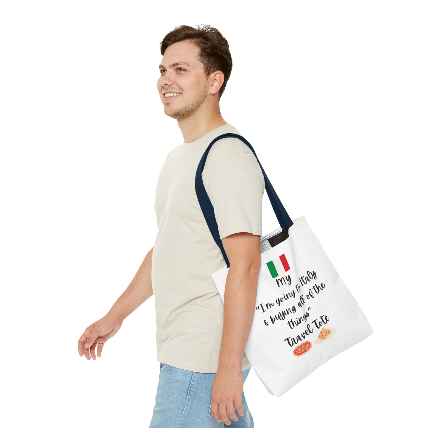 Travel Tote Bag – "My I'm Going to Italy & Buying All of The Things" – Perfect for Flight Crews, Vacation, Beach, Shopping, Gift for Travelers, Adventure