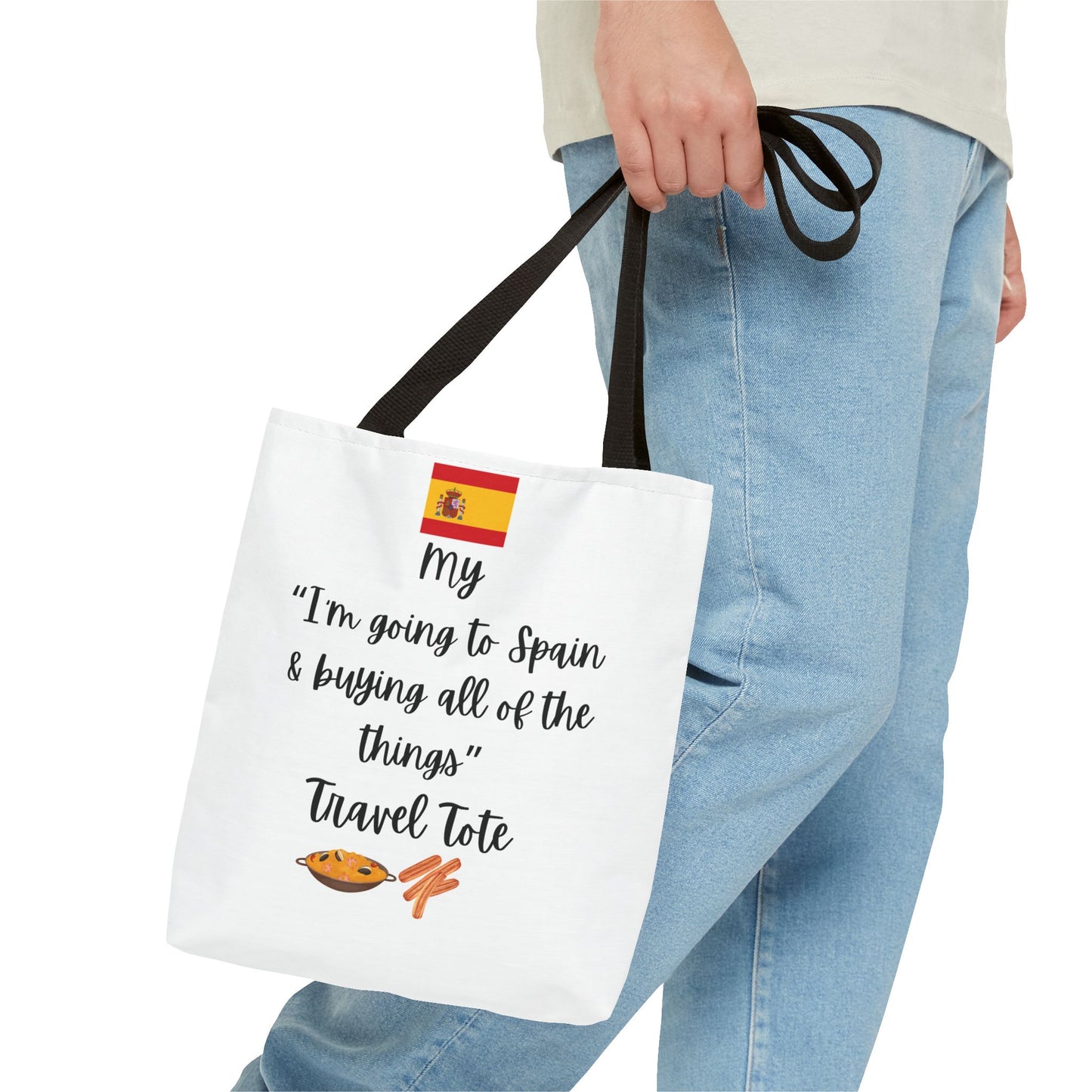 Travel Tote Bag – "My I'm Going to Spain & Buying All of The Things" – Perfect for Flight Crews, Vacation, Beach, Shopping, Gift for Travelers, Adventure