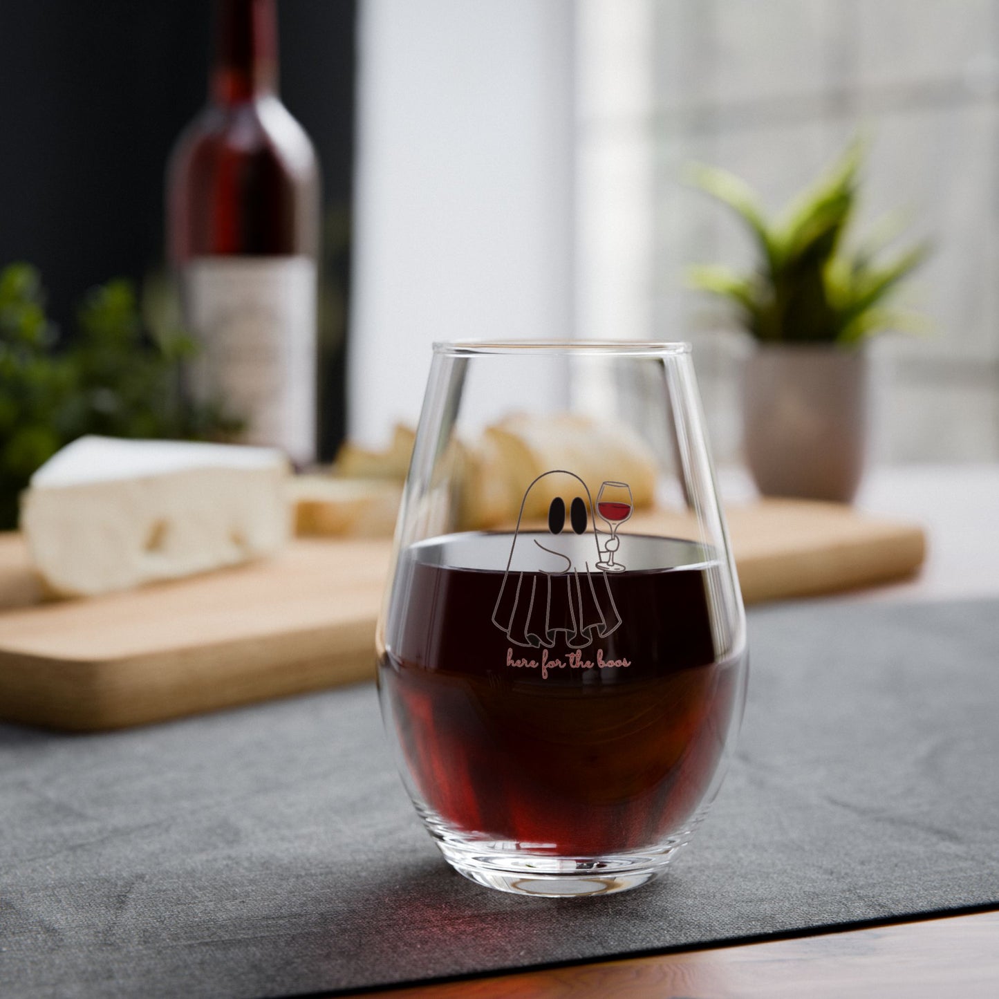 Here for the Boos Stemless Wine Glass, Halloween Decor, Funny Gift, Party Essentials, Unique Glassware
