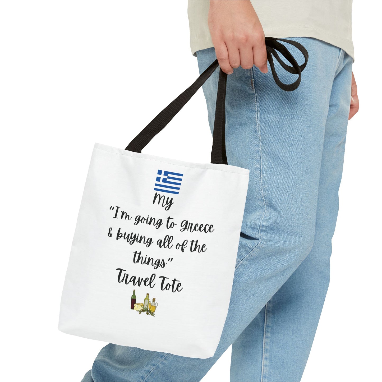 Travel Tote Bag – "My I'm Going to Greece & Buying All of The Things" – Perfect for Flight Crews, Vacation, Beach, Shopping, Gift for Travelers, Adventure