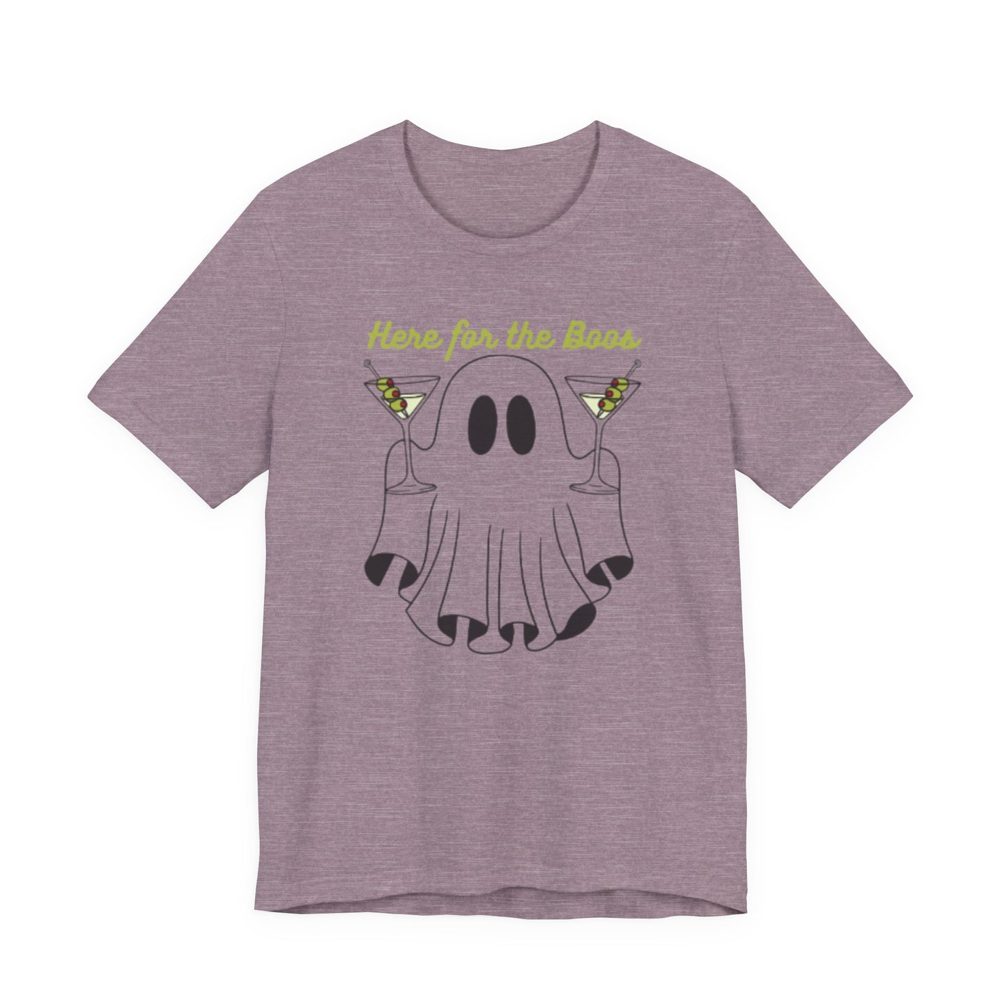 Here for the Boos Ghost Tee, Funny Halloween Shirt, Casual Unisex T-Shirt, Spooky Party Wear, Ghost Lover Gift