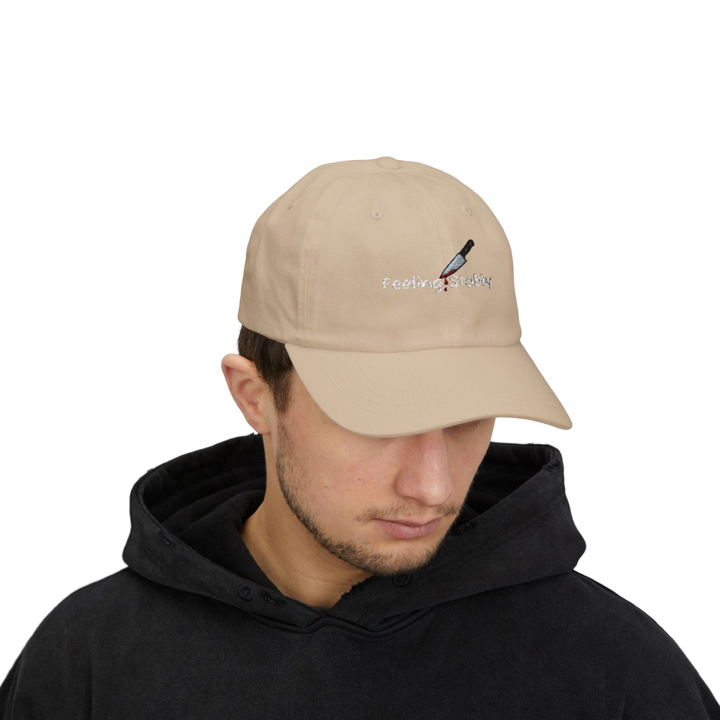 Feeling Stabby Cap- Funny Embroidered Cap for True Crime Fans, Dark Humor Gift, Sarcastic Mood Hat for Murder Show Addicts