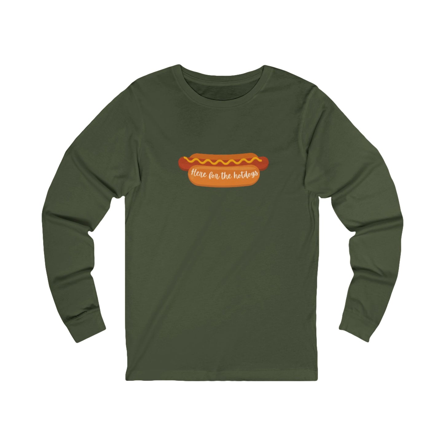 Hot Dog Themed Long Sleeve Tee, Fun Food Tee, Foodie Gift, BBQ Attire, Summer Casual Wear, Food Lover Shirt