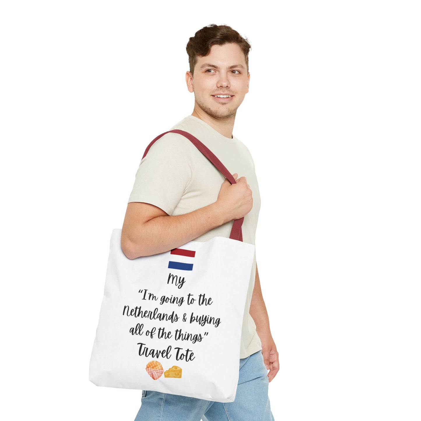 Travel Tote Bag – "My I'm Going to the Netherlands & Buying All of The Things" – Perfect for Flight Crews, Vacation, Beach, Shopping, Gift for Travelers, Adventure