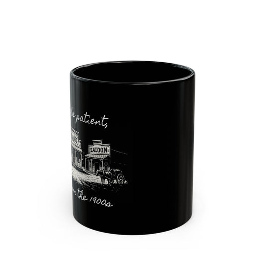 Vintage Western Saloon Black Mug- Funny Millennial Coffee Cup, Retro Humor Gift for Gen X or Elder Millennials