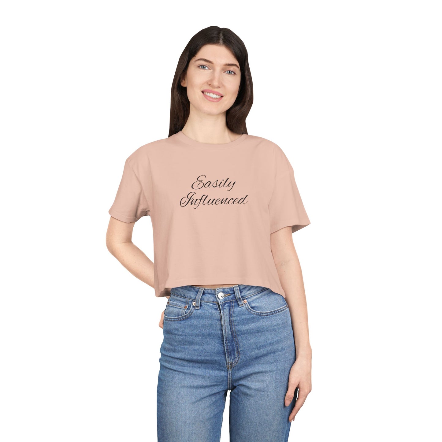 Easily Influenced Crop Tee- Funny Millennial, Gen Z Crop Top, Sarcastic Shirt for Impulse Shoppers, Social Media Addict Gift