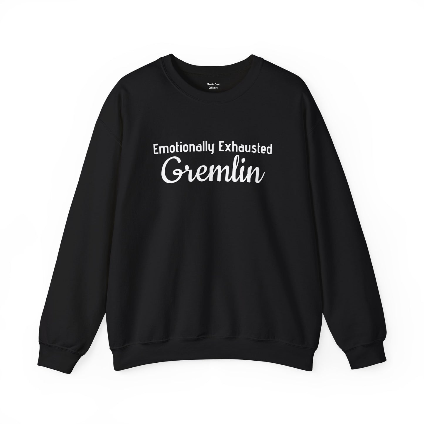 Emotionally Exhausted Gremlin Sweatshirt, Unisex Crewneck, Cozy Gift, Casual Wear, Fun Design, Halloween Fashion, Gift for Friends
