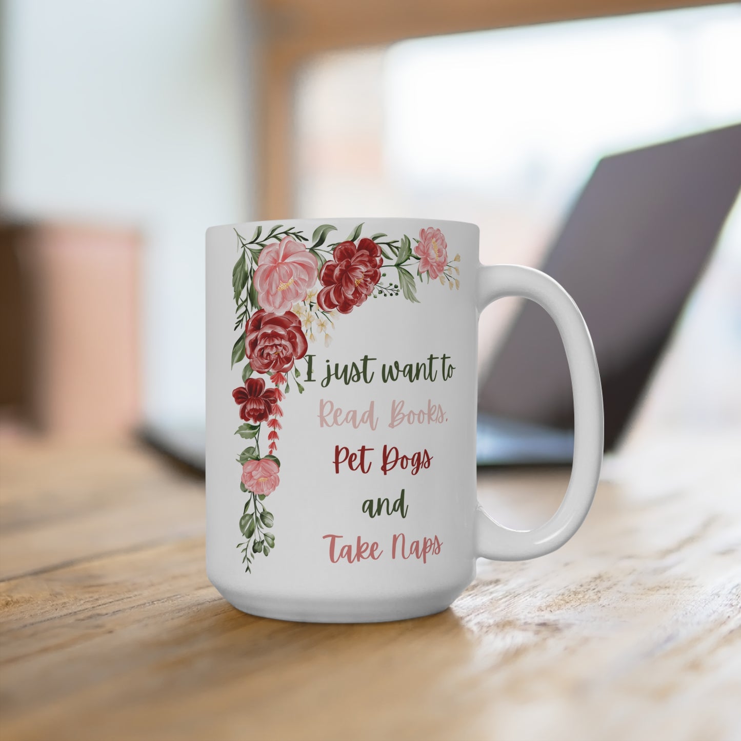 Cozy Floral Mug with Inspirational Quote, Perfect for Book Lovers, Coffee Enthusiasts, Gift for Readers, Valentine's Day, Home Decor