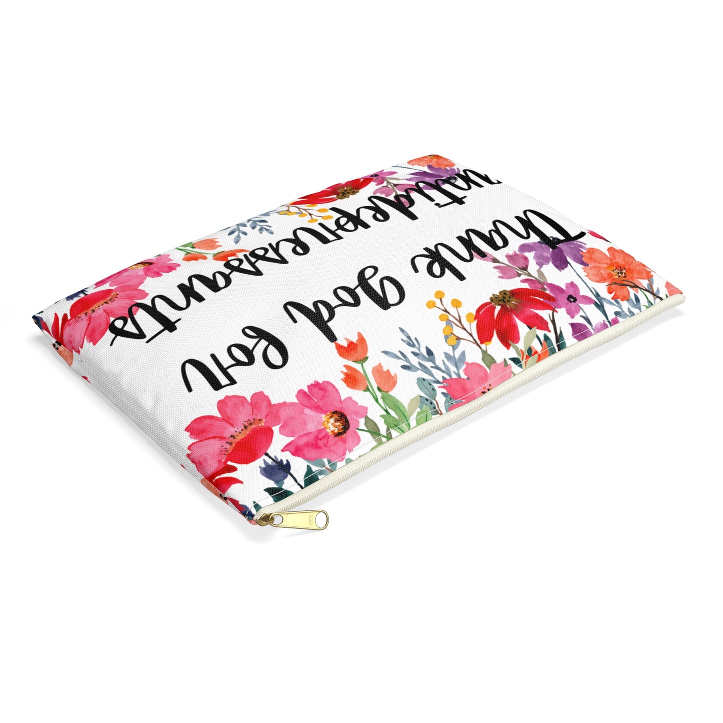Floral Thank God for Antidepressants Accessory Pouch | Mental Health Awareness, Gift for Friends, Self-Care Pouch, Motivational Bag
