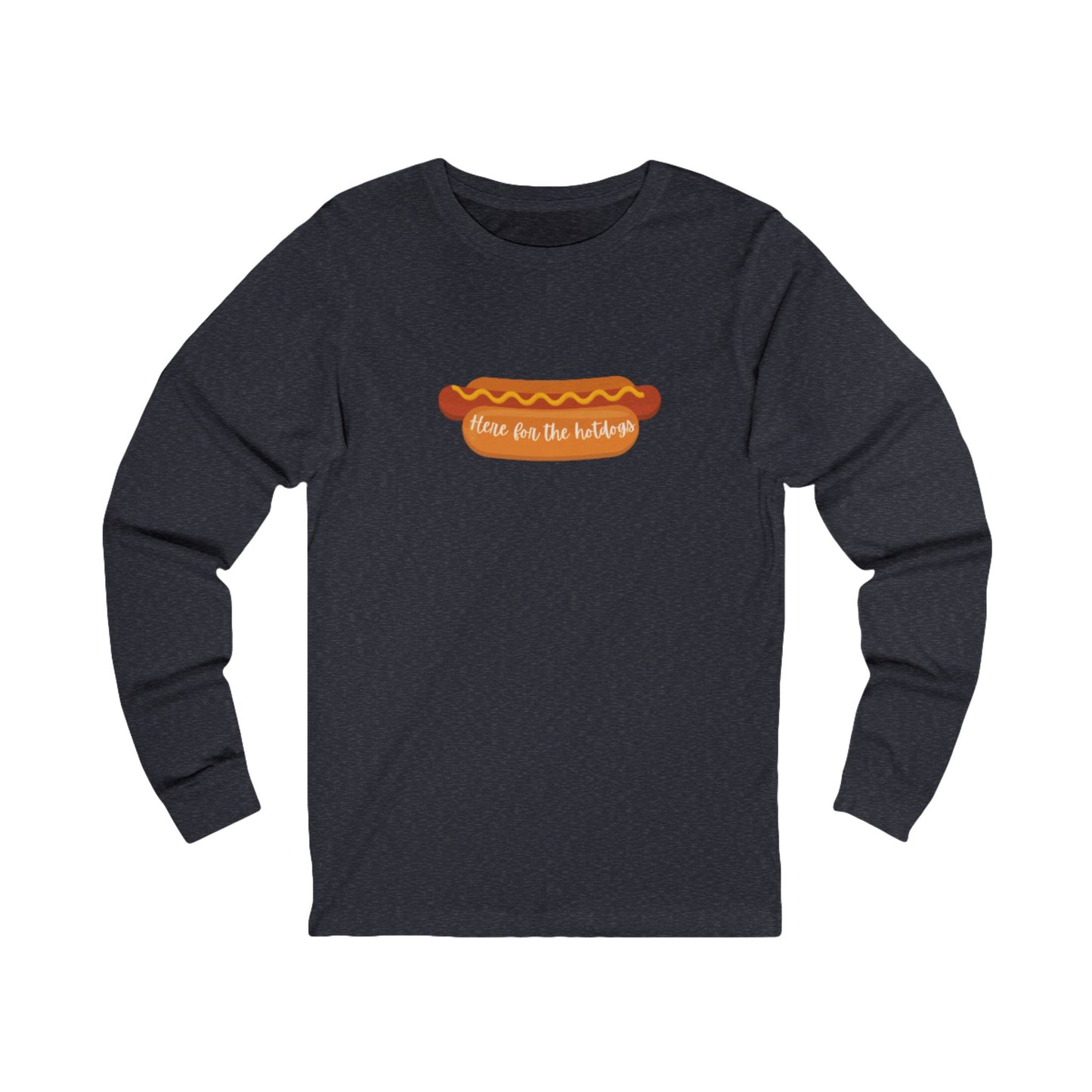 Hot Dog Themed Long Sleeve Tee, Fun Food Tee, Foodie Gift, BBQ Attire, Summer Casual Wear, Food Lover Shirt