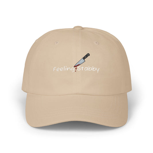 Feeling Stabby Cap- Funny Embroidered Cap for True Crime Fans, Dark Humor Gift, Sarcastic Mood Hat for Murder Show Addicts