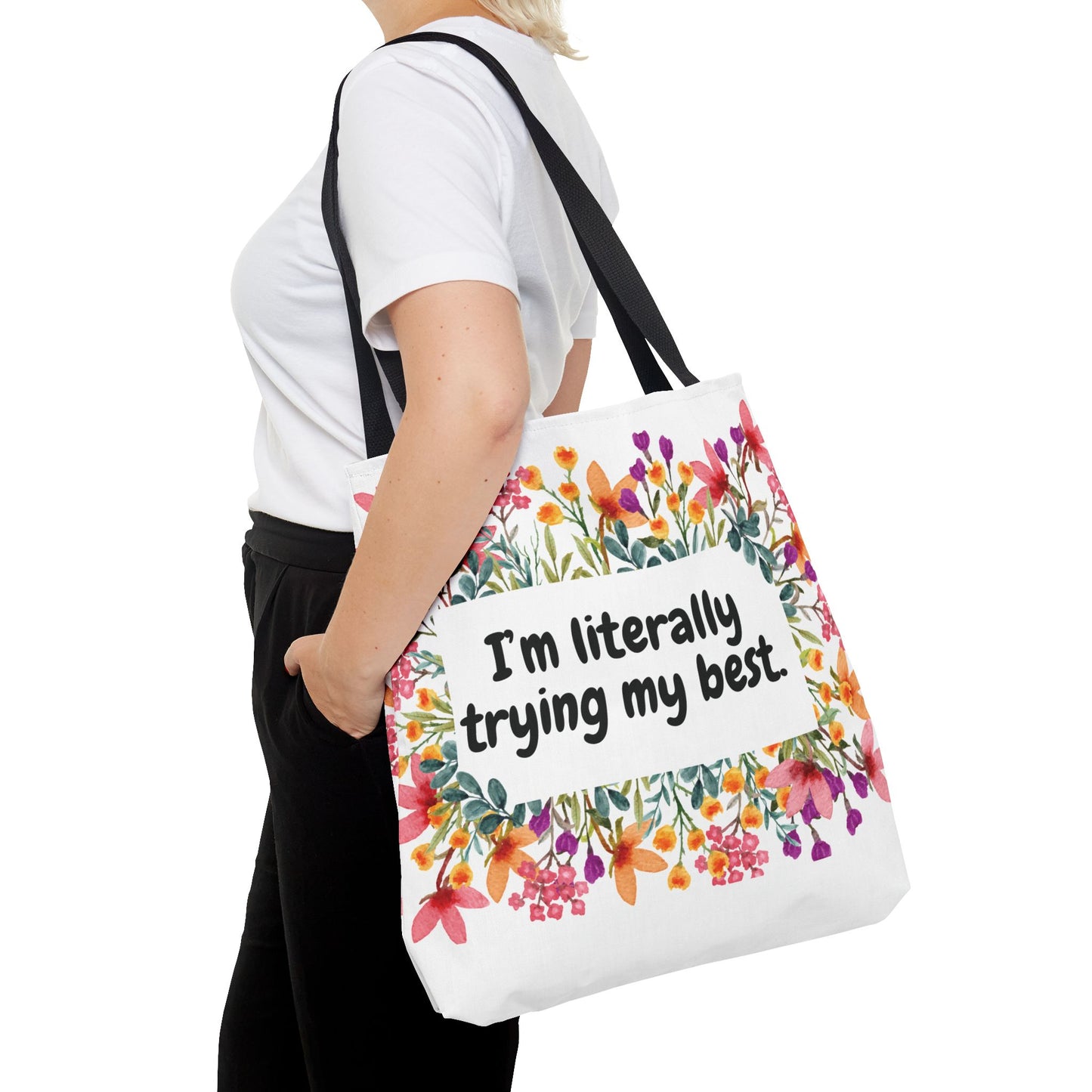 I'm Trying my Best Tote Bag, Eco-Friendly Shopping Bag, Gift for Students, Inspirational Everyday Carryall, Perfect for Celebrations