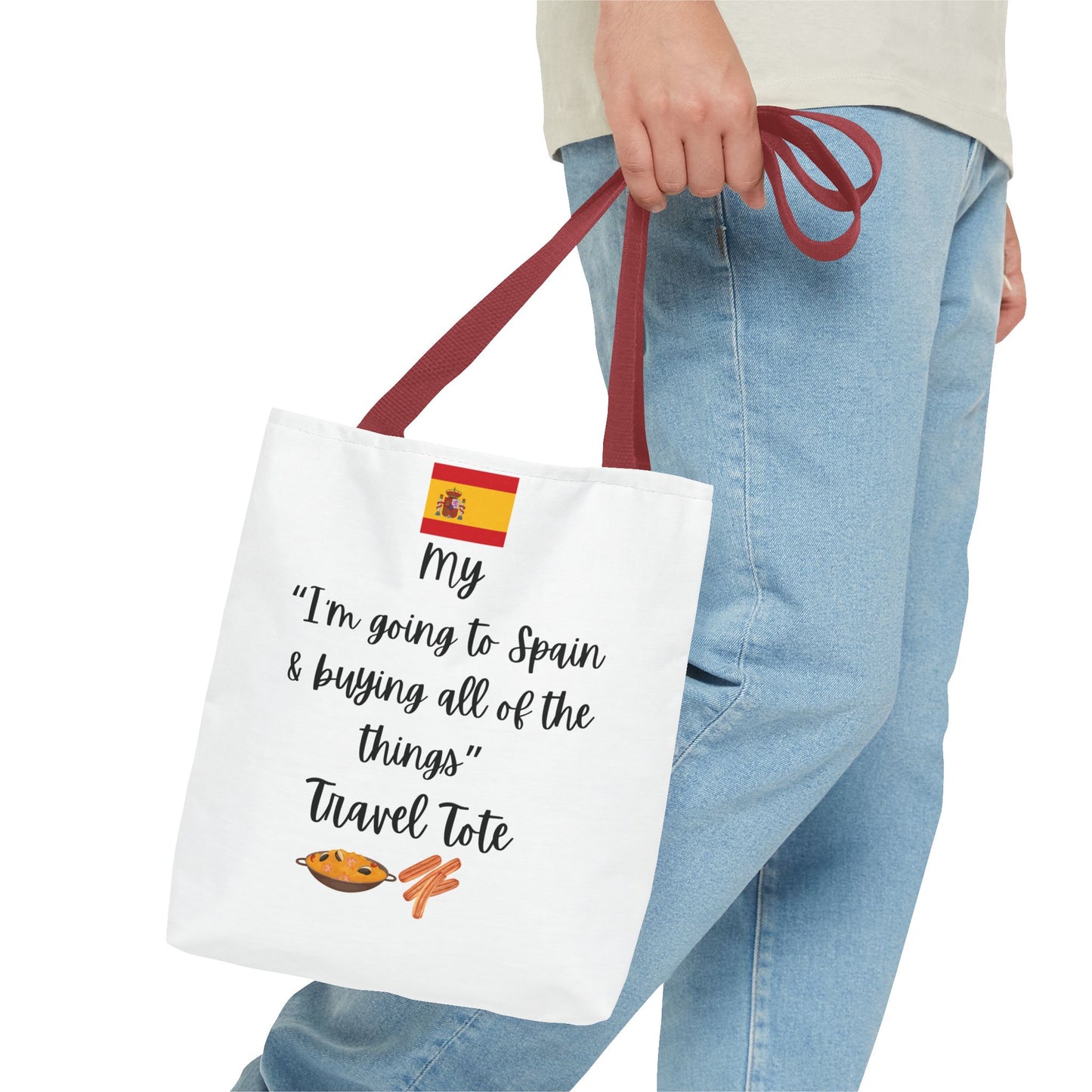 Travel Tote Bag – "My I'm Going to Spain & Buying All of The Things" – Perfect for Flight Crews, Vacation, Beach, Shopping, Gift for Travelers, Adventure