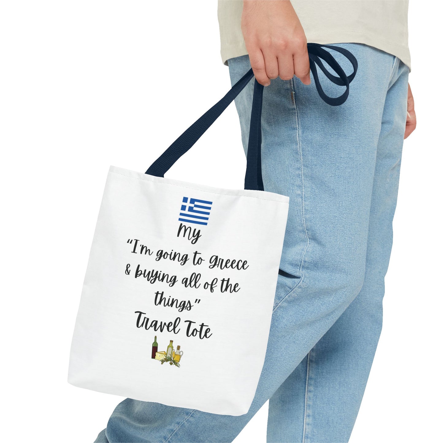 Travel Tote Bag – "My I'm Going to Greece & Buying All of The Things" – Perfect for Flight Crews, Vacation, Beach, Shopping, Gift for Travelers, Adventure