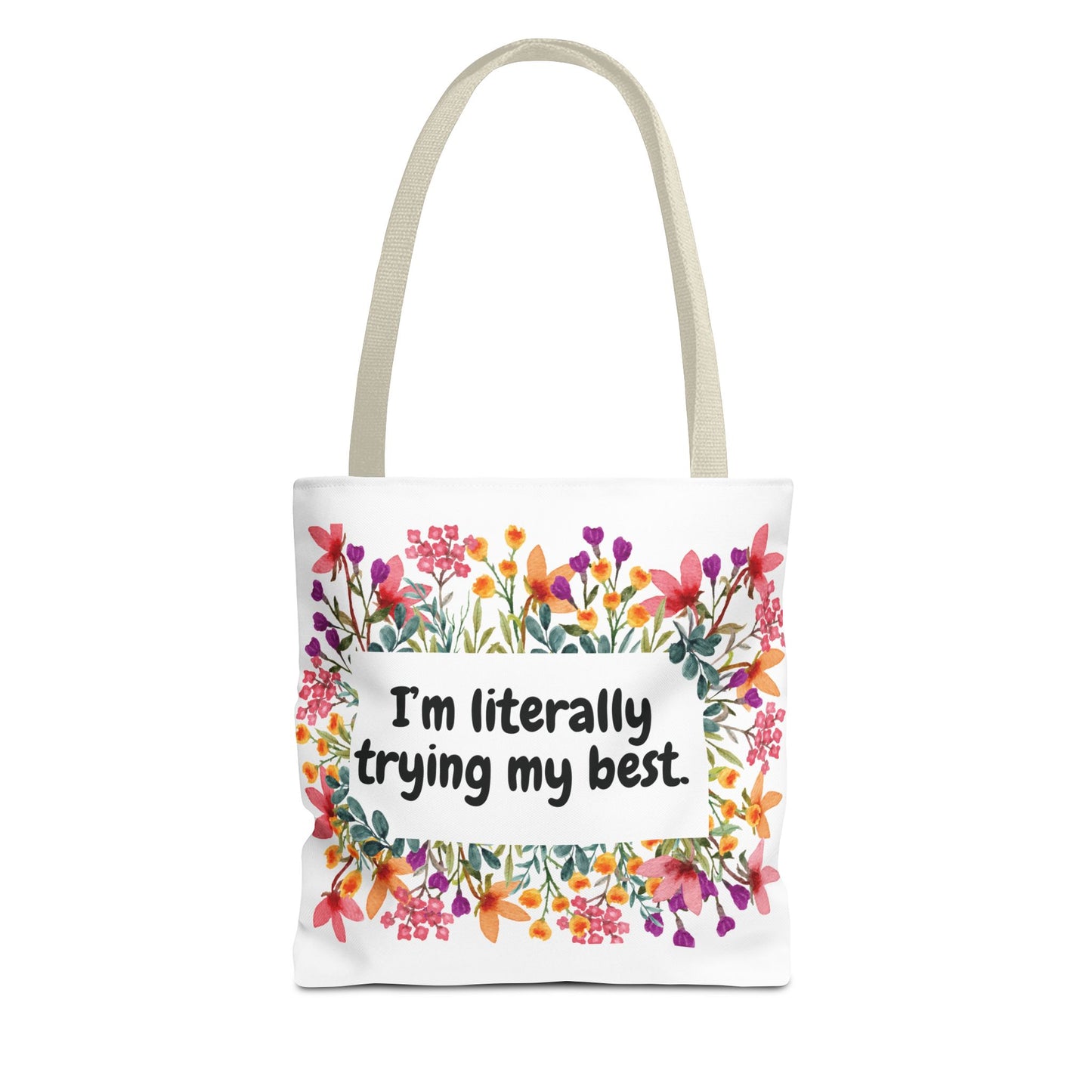 I'm Trying my Best Tote Bag, Eco-Friendly Shopping Bag, Gift for Students, Inspirational Everyday Carryall, Perfect for Celebrations