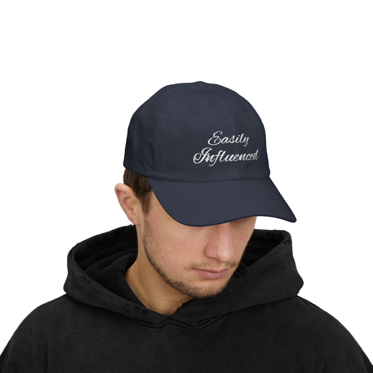 Easily Influenced Cap- Funny Embroidered Cap, Sarcastic Aesthetic for Impulse Shoppers, Social Media Girl Gift