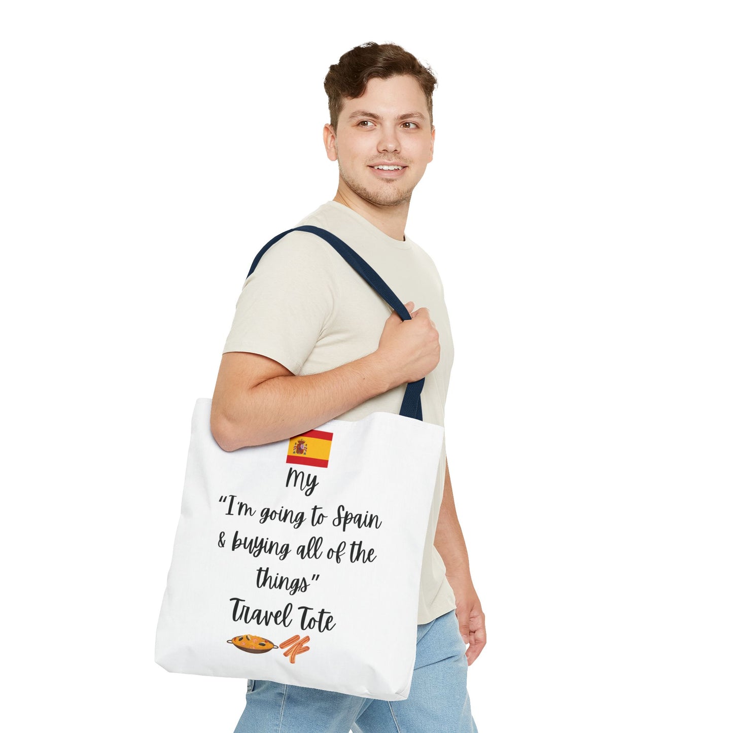 Travel Tote Bag – "My I'm Going to Spain & Buying All of The Things" – Perfect for Flight Crews, Vacation, Beach, Shopping, Gift for Travelers, Adventure